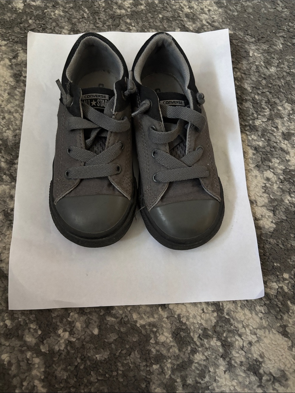 Converse Kids Gray Low-Top Canvas Sneakers with Black Sole